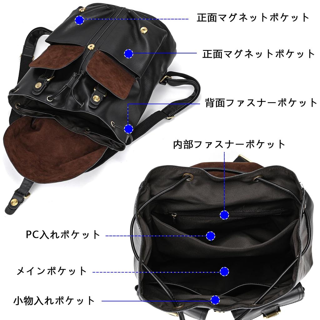 Wifreo Genuine Leather Large A4 Fits for and Business Trips Men's Backpack, Capacity, Size, 14-inch PCs, Unisex, Commuting, School, (Black)