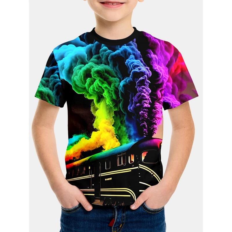 

4-piece T-shirt Set - Summer Children s Casual Shirt, 100% Polyester, Versatile Outdoor Fashion 110