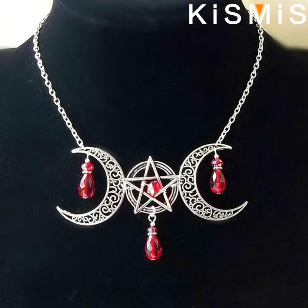 1ks březnový kámen pentagram kapka vody drahokam přívěsek náhrdelník gotické halloweenské šperky dárek