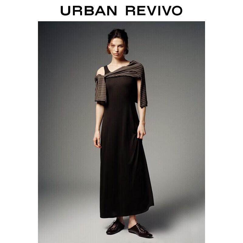 UR 2026 Spring Women s Striped Pleated Casual Dress L