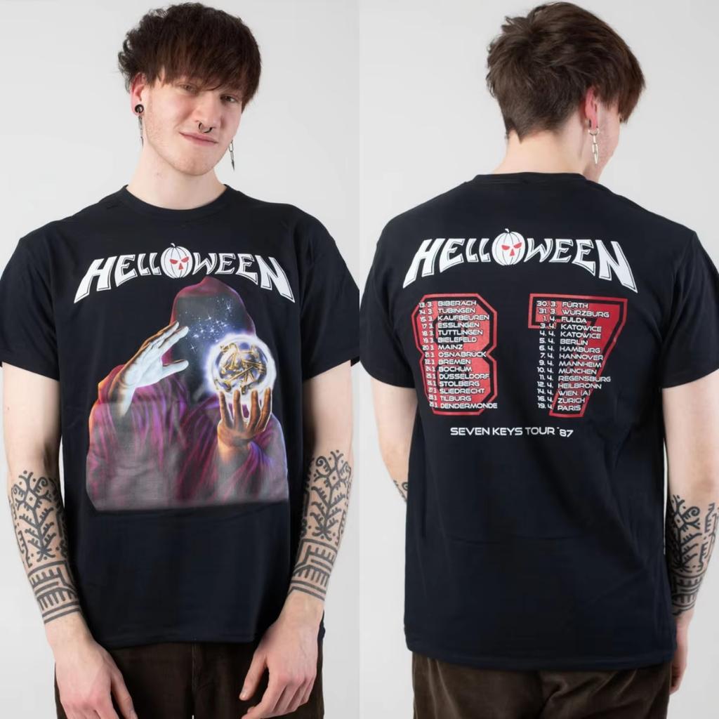 T-shirt Unisex Estiva Manica Corta Vestibilità Slim con Grafica di Helloween Cotone Puro Marca di Moda Casual di Lusso Vintage