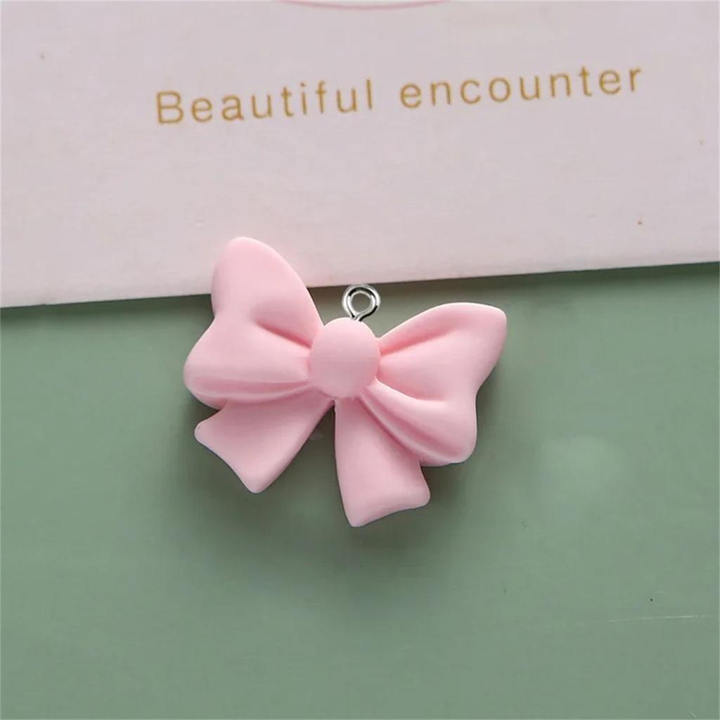 Z84 10pcs Cute Bowknot Resin Pendant Macaron Butterfly Knot Charms For Jewelry Making Accessories DIY Earrings Necklace Keychain