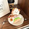 Cute Hot Burger Puppy Plush Pendant Stuffed Toy Dog Doll Children's Cartoon Keychain Doll Birthday Gift Kawaii Bag Decor