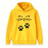 Kids Unisex Boys Girls Pullover Hoodie, Cute Cat Face Paw Print Sweatshirt, Casual Soft Long Sleeve Hooded Top for Daily Wear School Outdoor Activitie