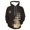 Men's Casual Sportswear Hooded Sweatshirt, Featuring Drawstring Pockets, Highly Versatile In Style