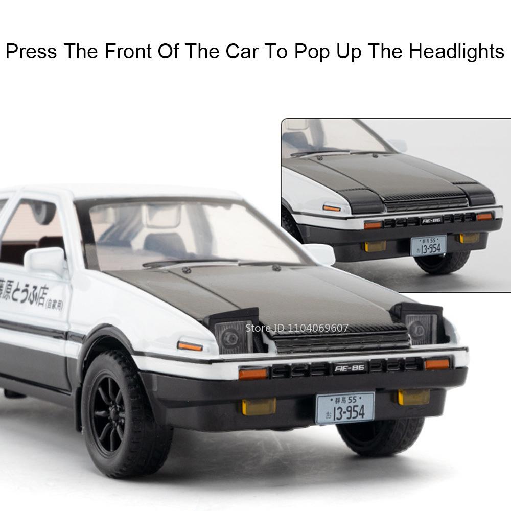 1:30 AE86 Vintage Car Toy Models Metal Diecast Miniature Cars 4 Doors Opened Sound Light Pull Back Simulation Vehicles Kid Gifts
