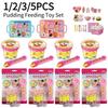 Pretend Play Pudding Feeding Toy Set With Magic Spoon Simulation Food Kitchen Toys For Kids Interactive Role Play Gift For Girls