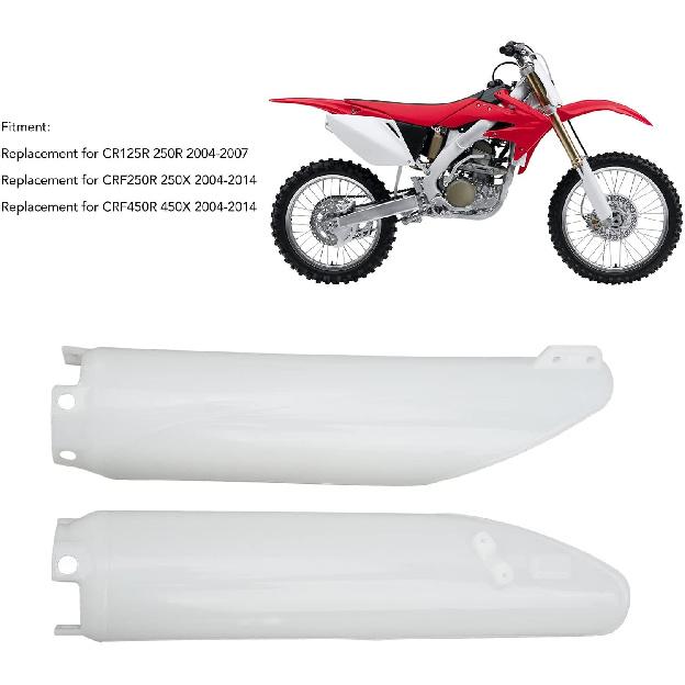 

Cr250R White Fork Guards,Motocross Front Fork Guard Covers,2pcs Motorcycle Fork Guard Shock Absorber Protector Replacement for CR125R CR250R CRF450R