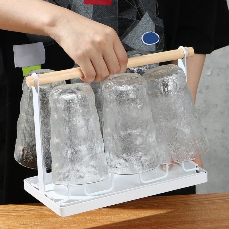 Elegant Iron Mug Rack Cups Organizer Cup Drying Stand Metal Texture Simple Theme Suitable for Modern Home Decorating