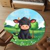 1pc Cow-Pastoral Scene Round Chair mat Area Rug - Non-Slip, Floor Mat for Office, Bedroom, home decor Christmas Gift p0811425