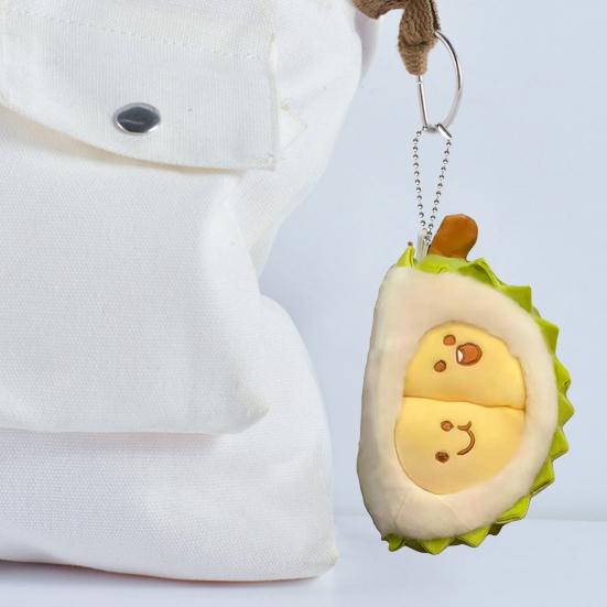 Abnehmbarer Realistischer Durian Plüsch Schlüsselanhänger Weicher Stofftier Obst Anhänger für Taschen Rucksäcke Niedliches Quetschbares Stressabbau Spielzeug Kreatives Geschenk