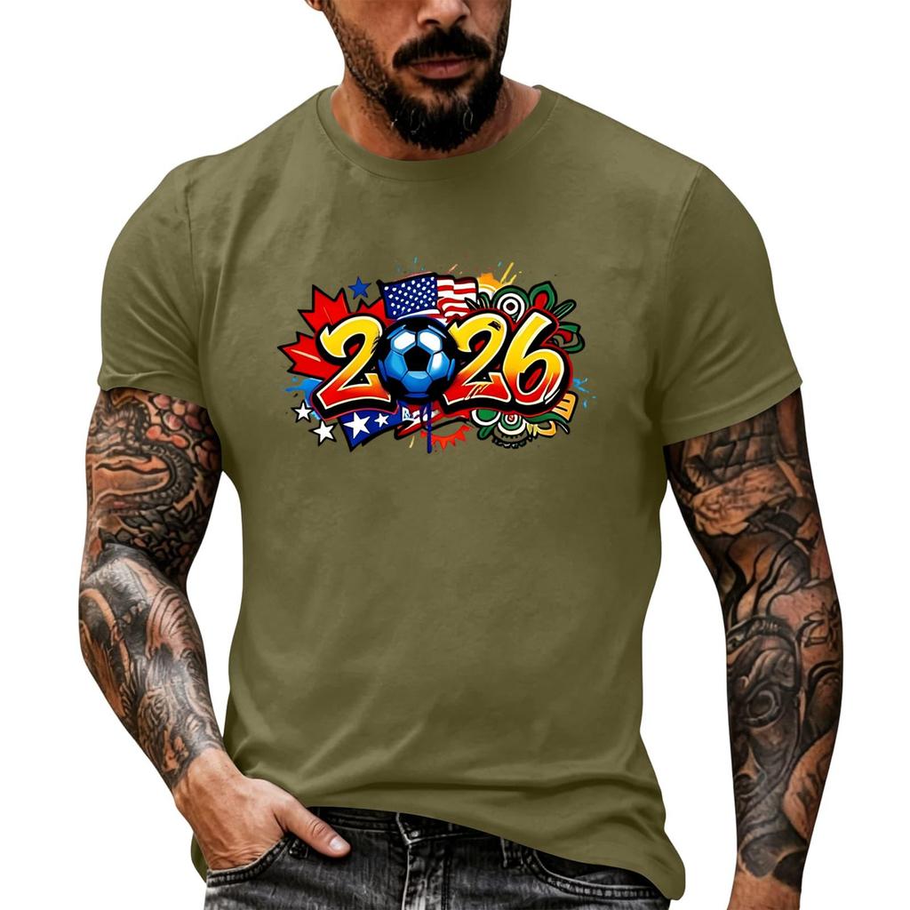 Men’s Loose Fit 2026 Printed Crew Neck Short Sleeve T Shirt Oversized tshirts for men big and tall shirts for men mens polo shirts short sleeve