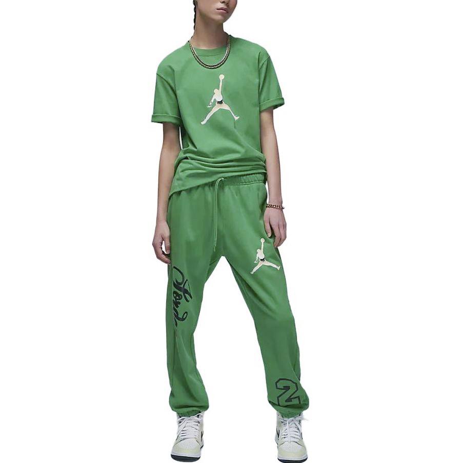Jordan Logo Printed Breathable Round Neck Loose Short Sleeve Drop Shoulder T-Shirt Women T-Shirt Green FJ2511-310