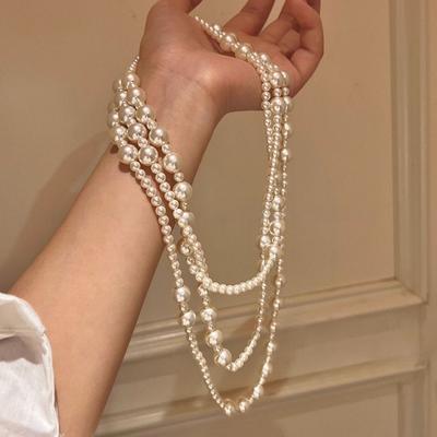Imitation Pearl Multi-Layered Women'S Necklace Exaggerated  High Street Club Party Banquet Necklace For Women Jewelry