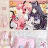 Kawaii Madoka Neko Anime Tapestry Maid Outfit Wall Hanging Aesthetic Background Cloth For Bedroom Dorm Room Decor