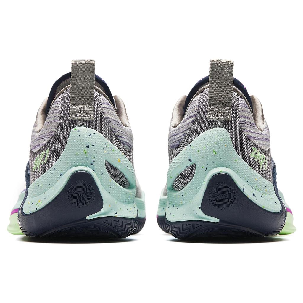 ANTA Men Professional Basketball Shoes Grey Fluorescent Green Purple 912411110Q-6
