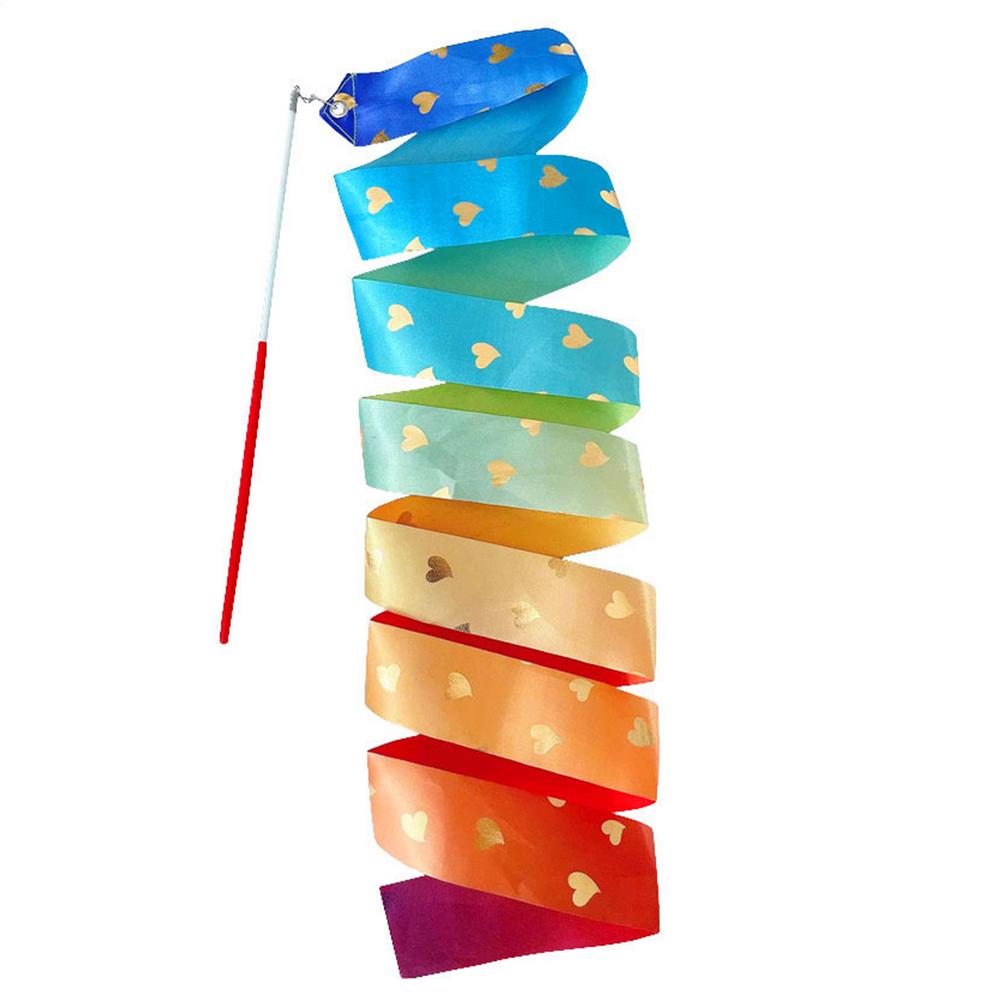 Разноцветные танцевальные ленты длиной 2 метра с узором в виде сердечек, ленты для художественной гимнастики, балетные ленты, ленты для вращения палочек, реквизит для детской гимнастики. красный