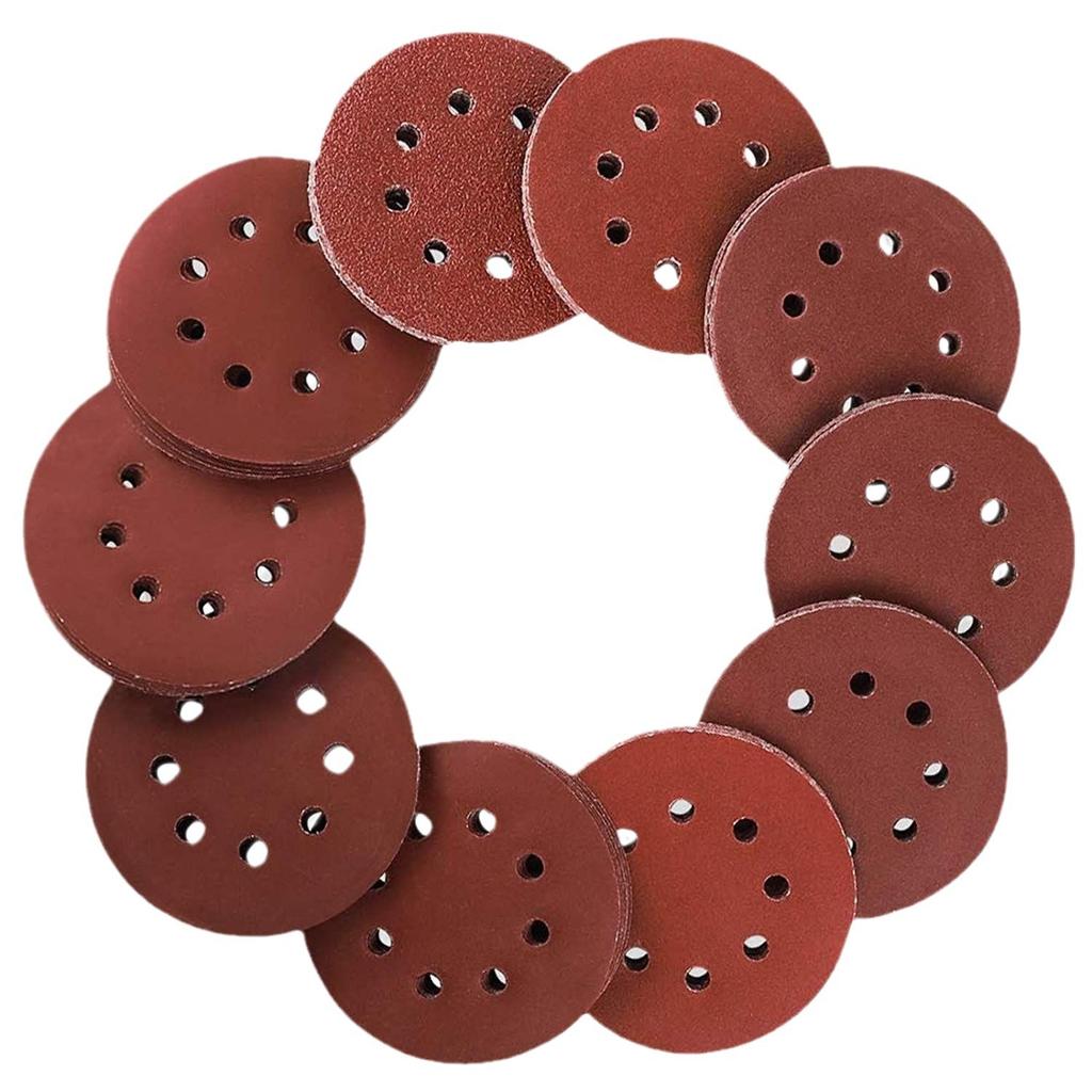10pcs 5-inch 8-hole Flocked Sandpaper, Eed Sandpaper, Aluminum Oxide 125mm Flocked Abrasive Sandpaper