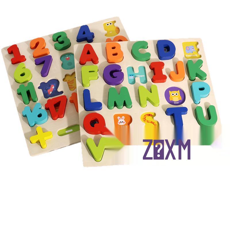 Verdicktes Holz-Buchstaben- und Zahlen-Erkennungs-Puzzle für Kinder