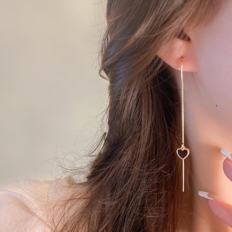 Geometric Long Tassel Heart Square Pendant Drop Earring For Women Shiny Zircon Flower Leaf Earrings Charms Ear Line Jewelry