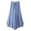 Culottes Elastisch Wijde Pijpen Onregelmatige Zoom Dubbele Laag Casual Losse Geplooide Broek