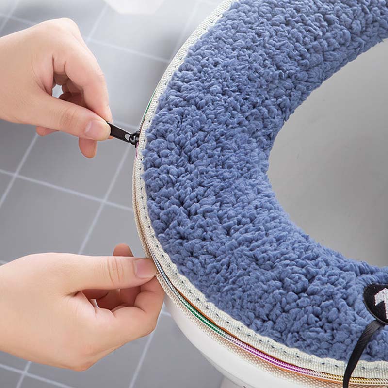 Roztomilé jehněčí sametové potah na záchodové sedátko Polštář Koupelnové předložky na záchodové podložky Měkké zesílené zipy pratelné Vyšívané potahy na záchodové sedátko s rukojetí