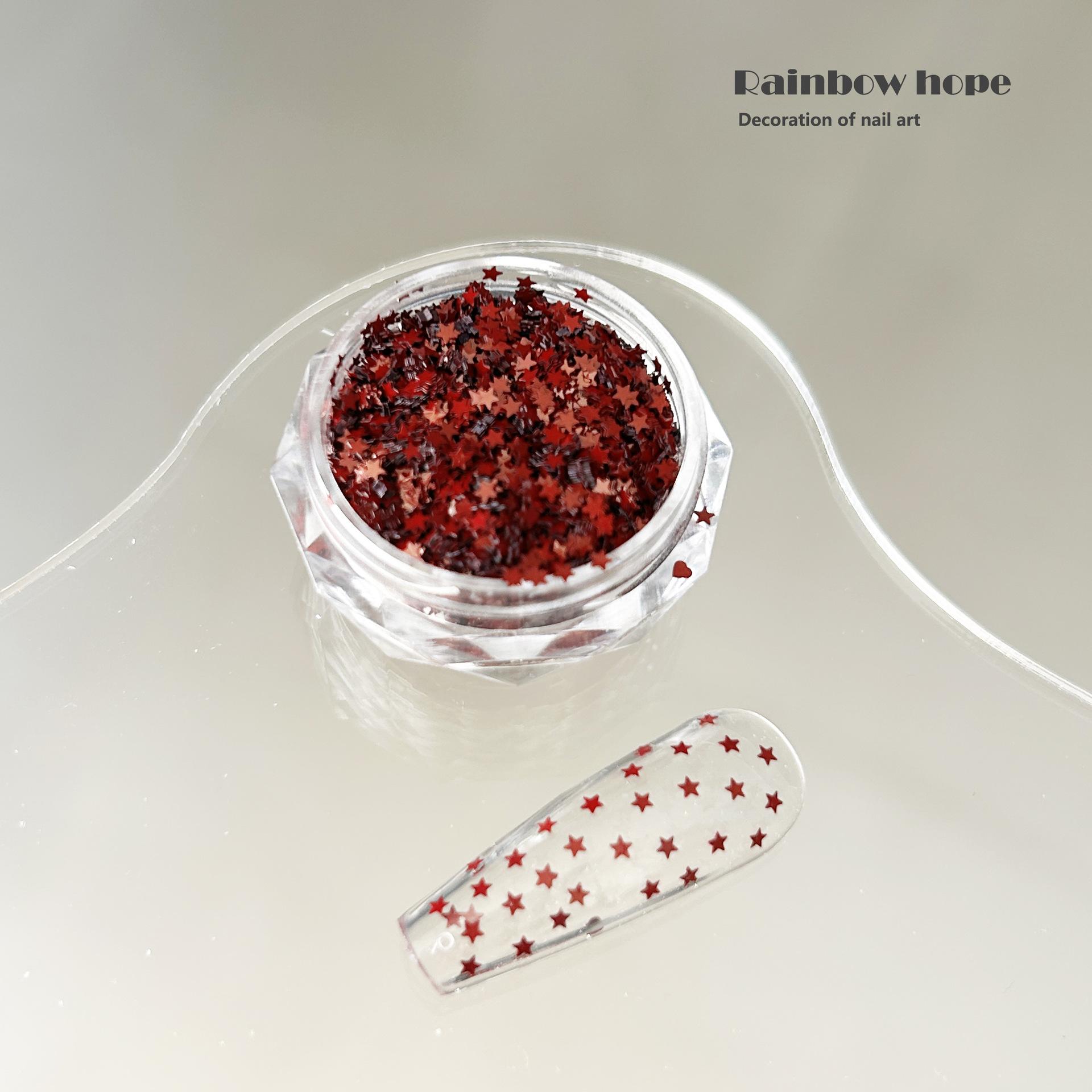 

Dark Red Dissolving Resistant Mini Star Love Sequined Nail Art Jewelry Handmade Wear Nail Material Bag Cherry Red