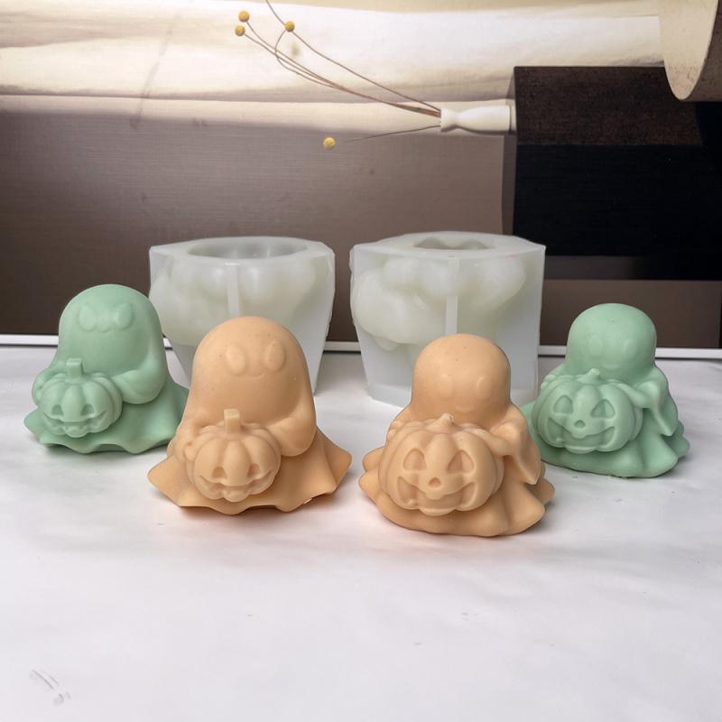 Halloween Pumpkin Ghost Candle Silicone Mold Plaster Mold Aromatherapy DIYOrnament Silicone Mold8909