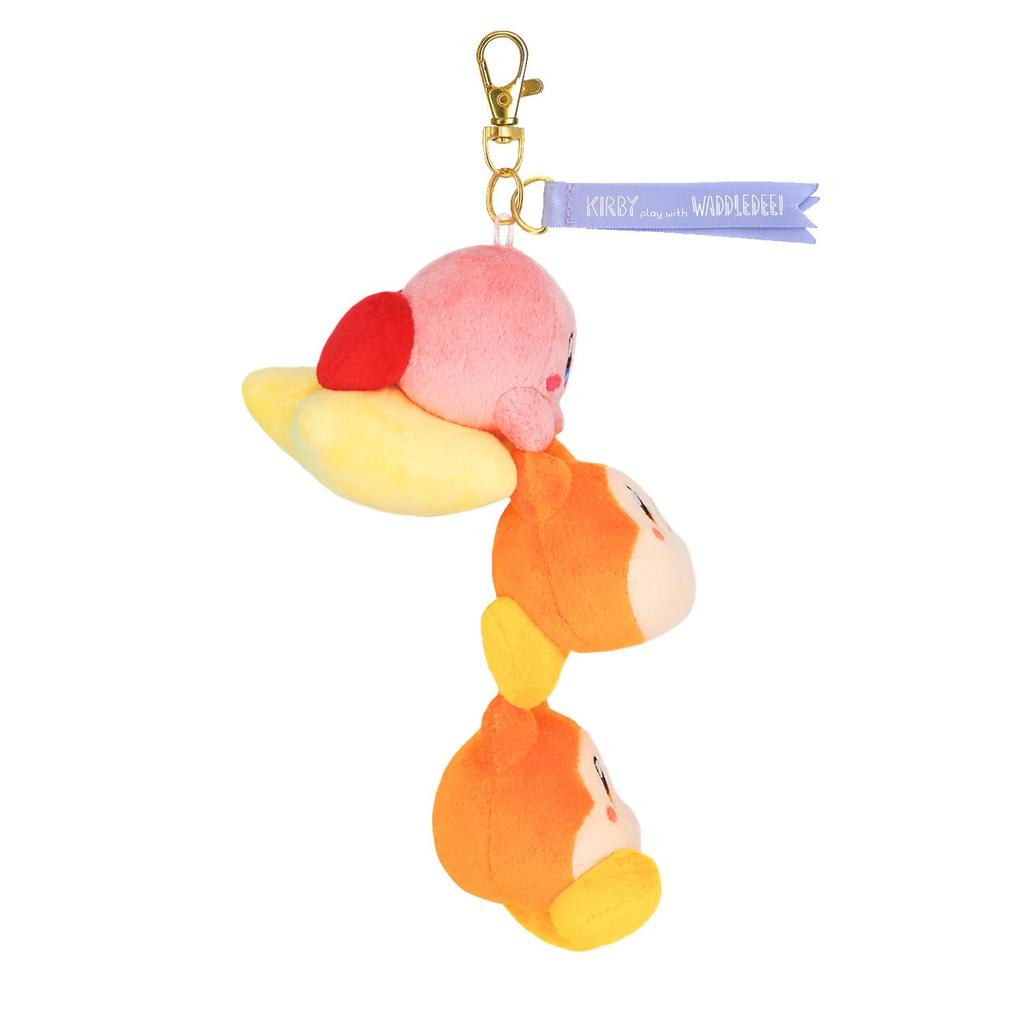 Sanei Boeki Kirby of the Stars Kirby Spiel mit Waddle Dee Maskottchen auf einem Warpstern B5 x T6 x H21cm Plüschtier KPWW10