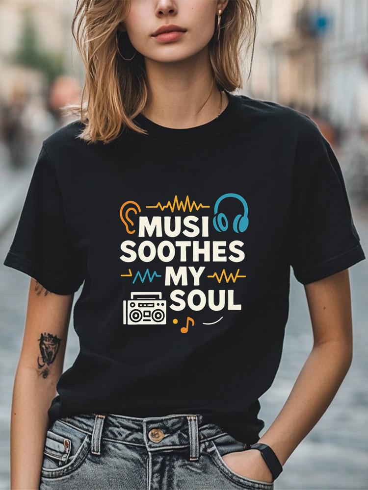 Music Soothes My Soul Colorful Headphones & Boombox Graphic T-Shirt Unisex Tee Unisex T-Shirt XXXL