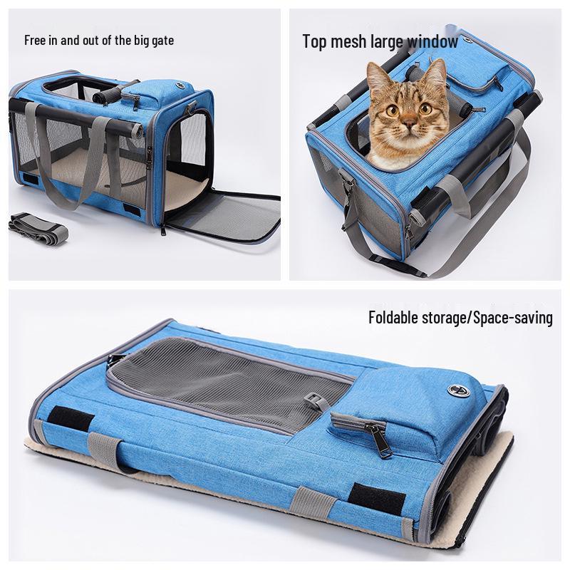 Large Breathable Foldable Cat and Dog Carrier Portable Travel Bag