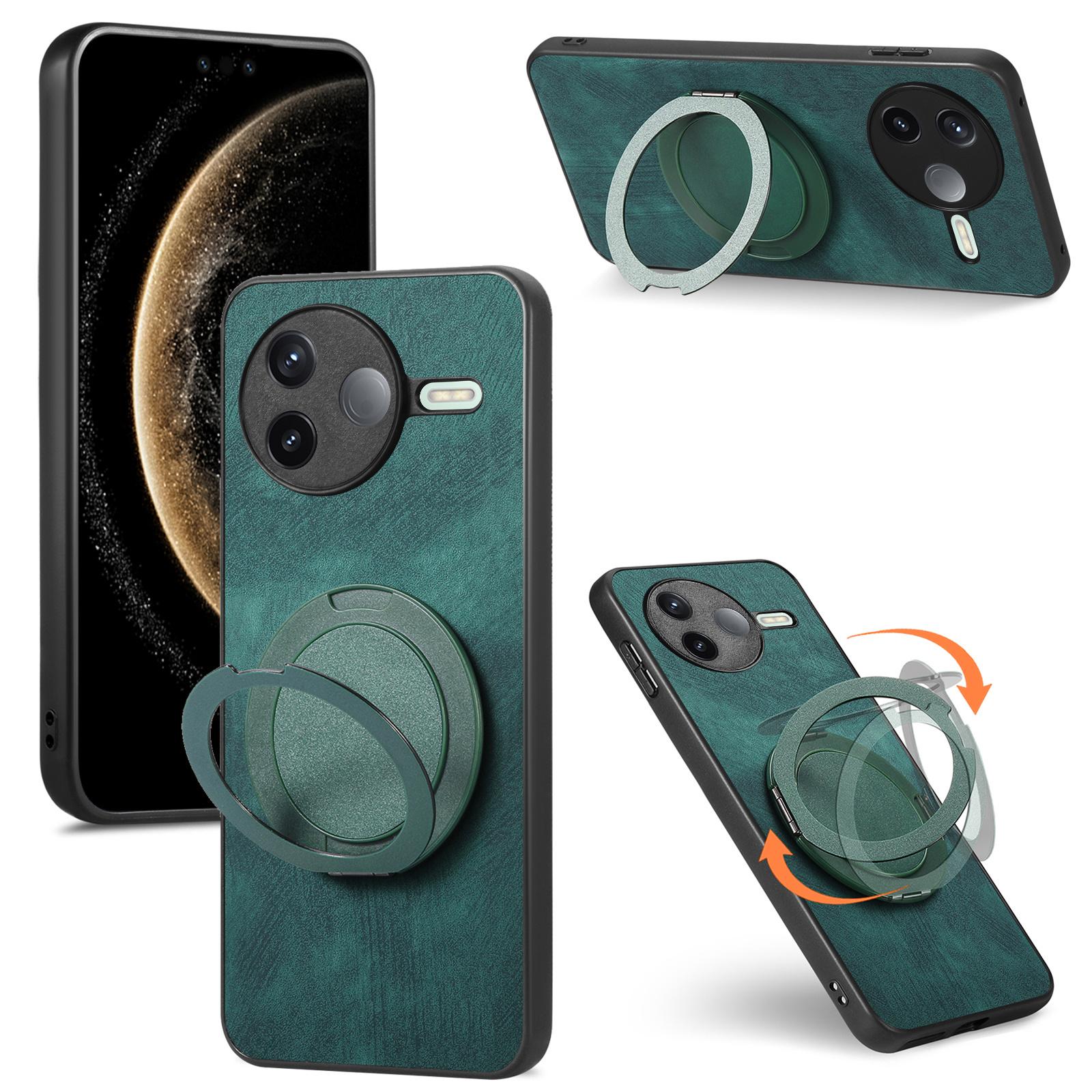 

Чехол для телефона Xiaomi Poco F7 Pro 5G/Xiaomi Redmi K80 5G с вращающейся подставкой, снимающий стресс, с ретро кожаной задней крышкой Green