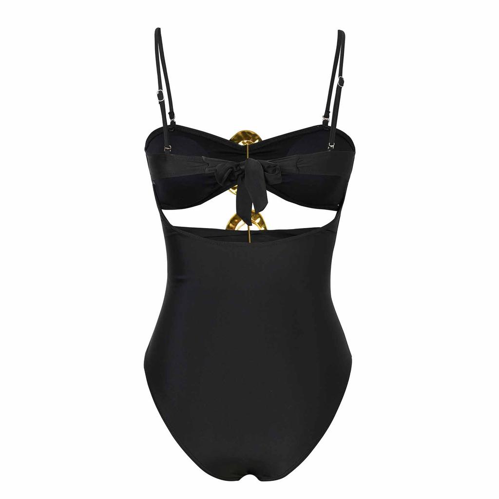 Women Swimsuit Cutout Bathing Suit Linked Ruched Swimwear Adjustable Strap Beach Vacation Wear