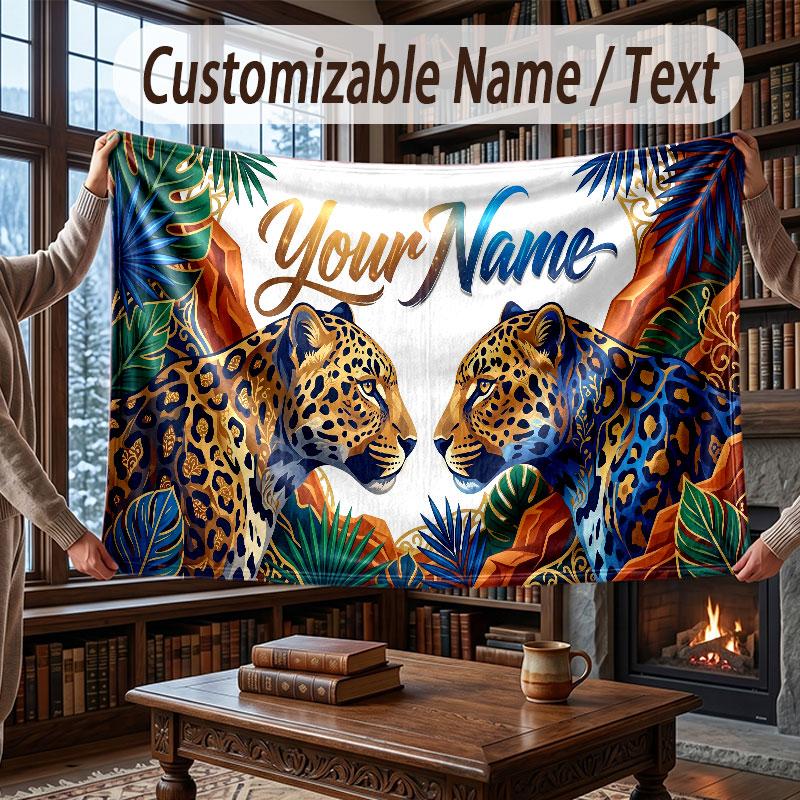 Mushroom Forest Theme Throw Blanket Custom Name Text Personalized Blanket Soft Cozy Blanket for Home Sofa Bed