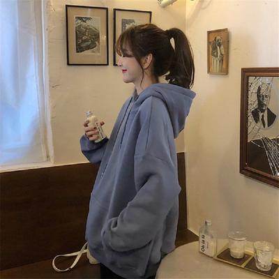 Fleece Sweater Women's Autumn and Winter Korean Version Loose Hooded Fried Street Loose Design Sense Niche Women'ss Tide Wholesale