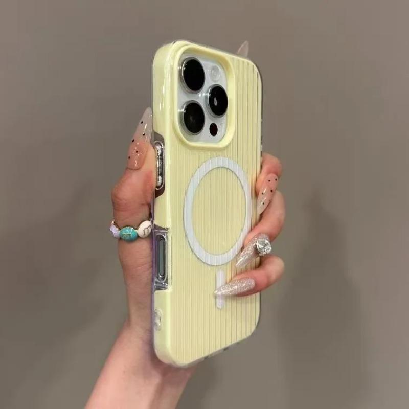 Candy Colour Luggage Striped Magnetic Hard Protect Cases For IPhone 16 15 14 13 Pro Max Shockproof Wireless Charging Phone Cover