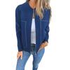 Fall Spring Women Jacket Round Neck Solid Color Long Sleeves Zip-up Baseball Coat Loose Cardigan Daily Wear Outdoor Vacation Shopping Coat