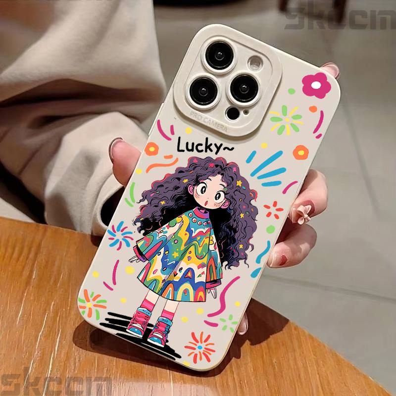 Cute Cartoon Little Girl Printed Silicone Case For Samsung Galaxy S25 Ultra S24 Plus S23 S22 S21 S20 FE A55 A54 A15 A35 Cover