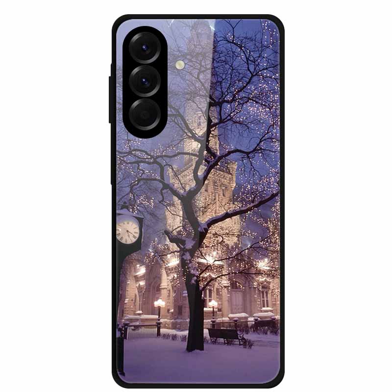 Tempered Glass Phone Case For Samsung Galaxy S24 FE Case Hard PC Back Cover Shell for Galaxy S24FE S 24 FE 5G Hard Covers Flower