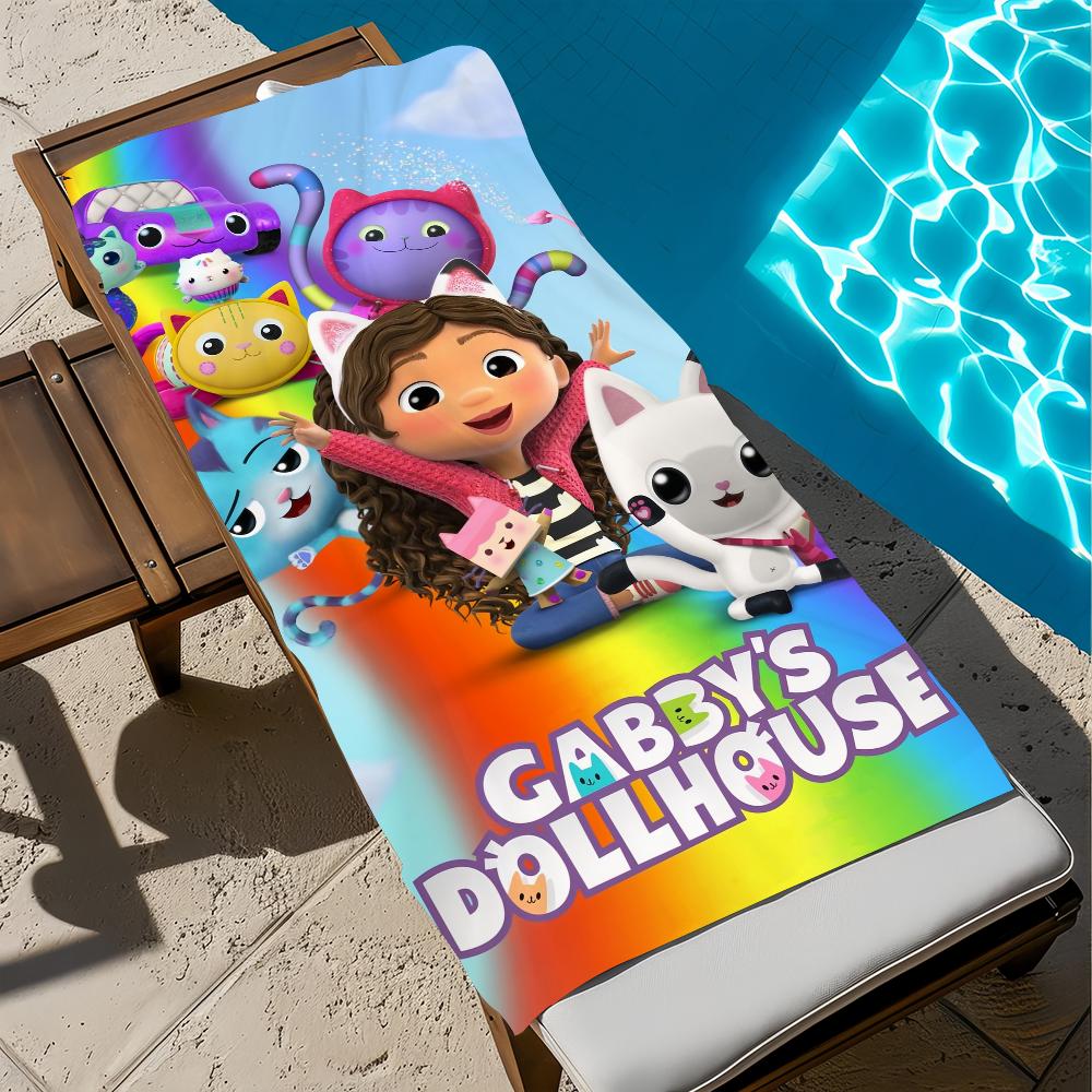Cartoon Cute G-Gabbys Dollhouse Towel Soft Pool Gift For Travel Gym Shower Camping Quick Dry Sports Large Beach Towel