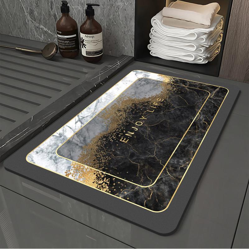 Light luxury style soft bathroom absorbent floor mat, quick drying anti fouling foot mat, washable bathroom