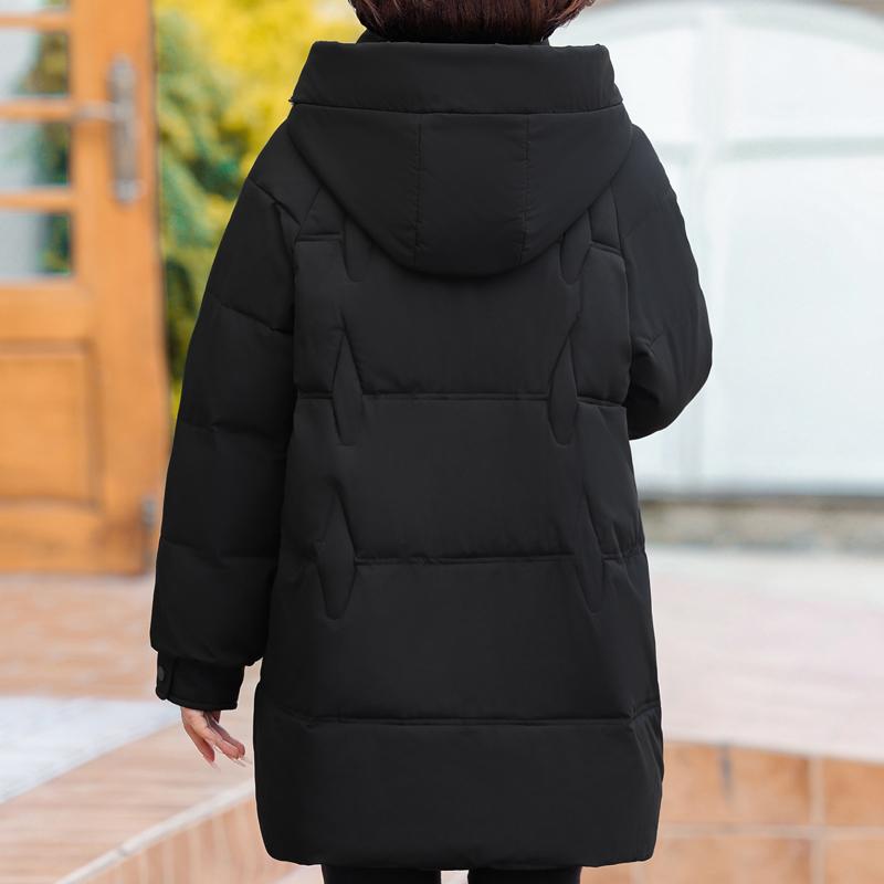 Téli hosszú kabát női felsőruházat kapucnis Elegáns középkori női dzsekik Vastag meleg molett parkák