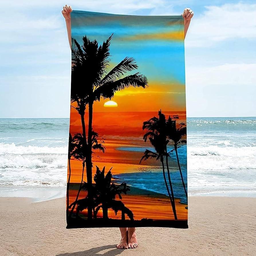 Tropischer Palmenprint Strandtuch Schnelltrocknendes Mikrofaserhandtuch für Sommerstrand, Pool und Reise