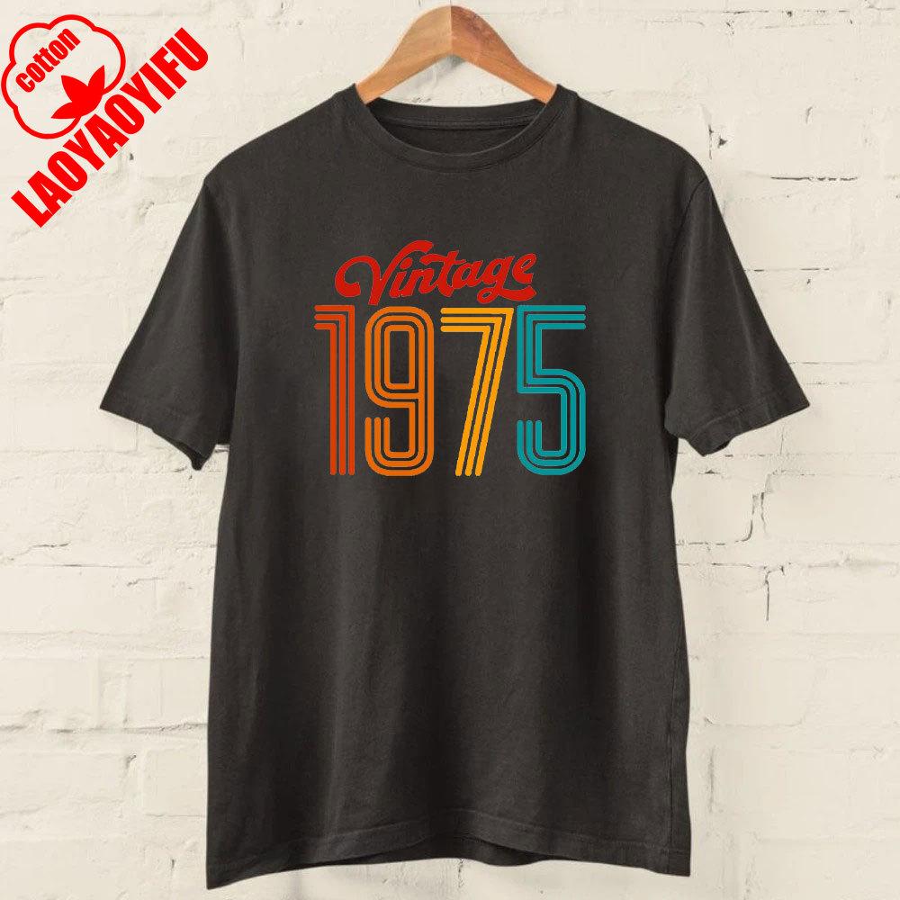 50th Birthday T Shirt 2025 1975 A Legend Was Born Retro Heavy Metal Rock Music Style Fiftieth Gifts for Him Personality Tops