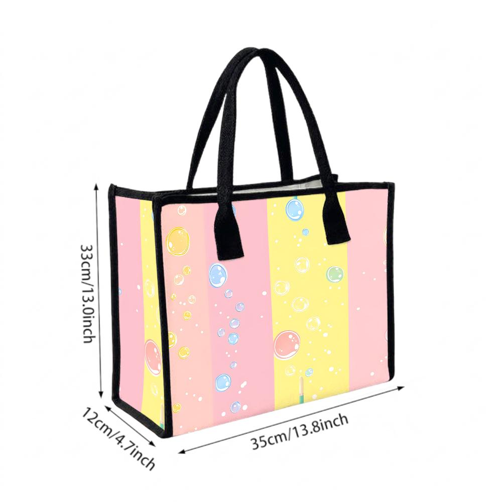 Cute Bubble Print Tote Bag Fashion Casual Daily Use Large Capacity Lightweight Shoulder Handbag