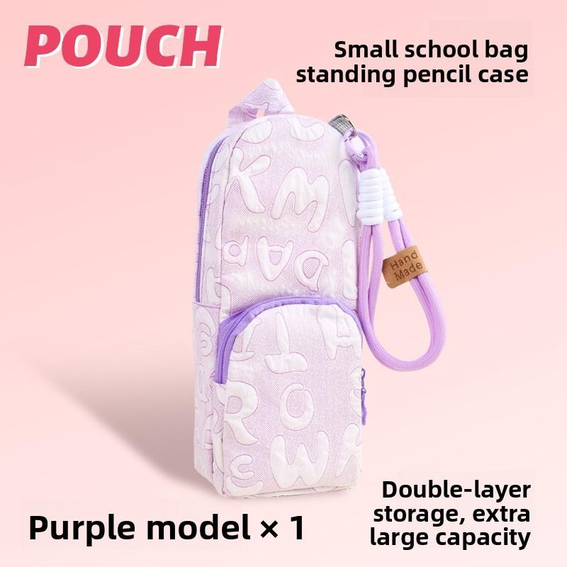 Canvas Double Layer Pencil Case For Students With Large Capacity Portable Storage Bag For School Supplies