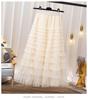 Women's Mesh Ruffle Midi Skirt - New Style Socialite Slimming Cake Skirt