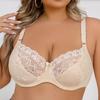 Soutien-gorge de correction en dentelle ultra-fin à armatures, Brassière grande taille pour femme avec double rangée de fermetures au dos