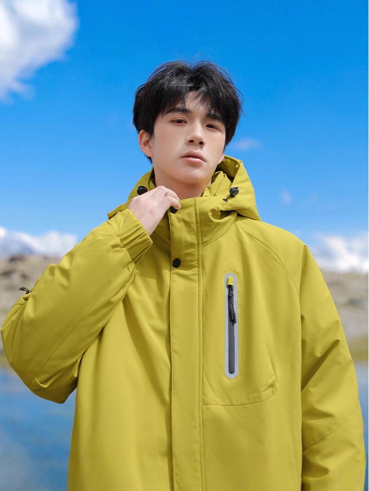 Men's Trendy Windproof Winter Hooded Down Coat - White Duck, Warm, Loose, and Outdoor-Ready