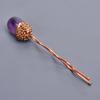 Natural Purple Amethyst Handmade Copper Bun Stick 3.7 Inch / Electroplated Copper Gold Filled Hair Pin Black Friday Gift For Mother Wife
